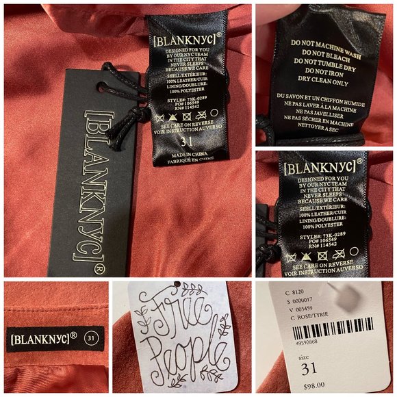 Free People, BLANKNYC, El Dorado Skirt, Dusty Coral, Leather, Mini Skirt, Siz 31 - Picture 8 of 8